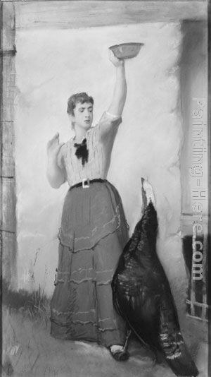 Eastman Johnson Feeding the Turkey